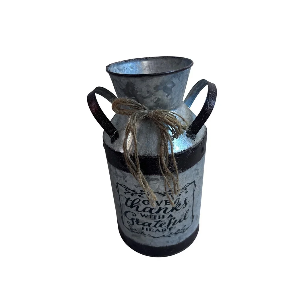 Unbranded Galvanized Metal Milk Jug 10in Silver Rustic Farmhouse Decor